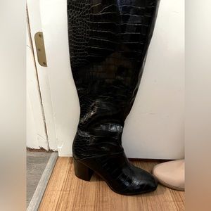 Knee High Franco Sarto Black Leather Boots